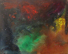 Peinture à la gouache sur toile de Nicolas Epinoux: galaxie 