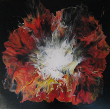 Peinture à l'acrylique sur toile de Nicolas Epinoux: fleur de feu 