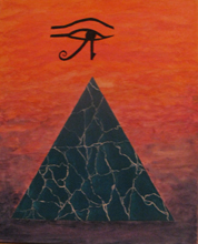 Peinture à la gouache sur toile de Nicolas Epinoux: pyramide 